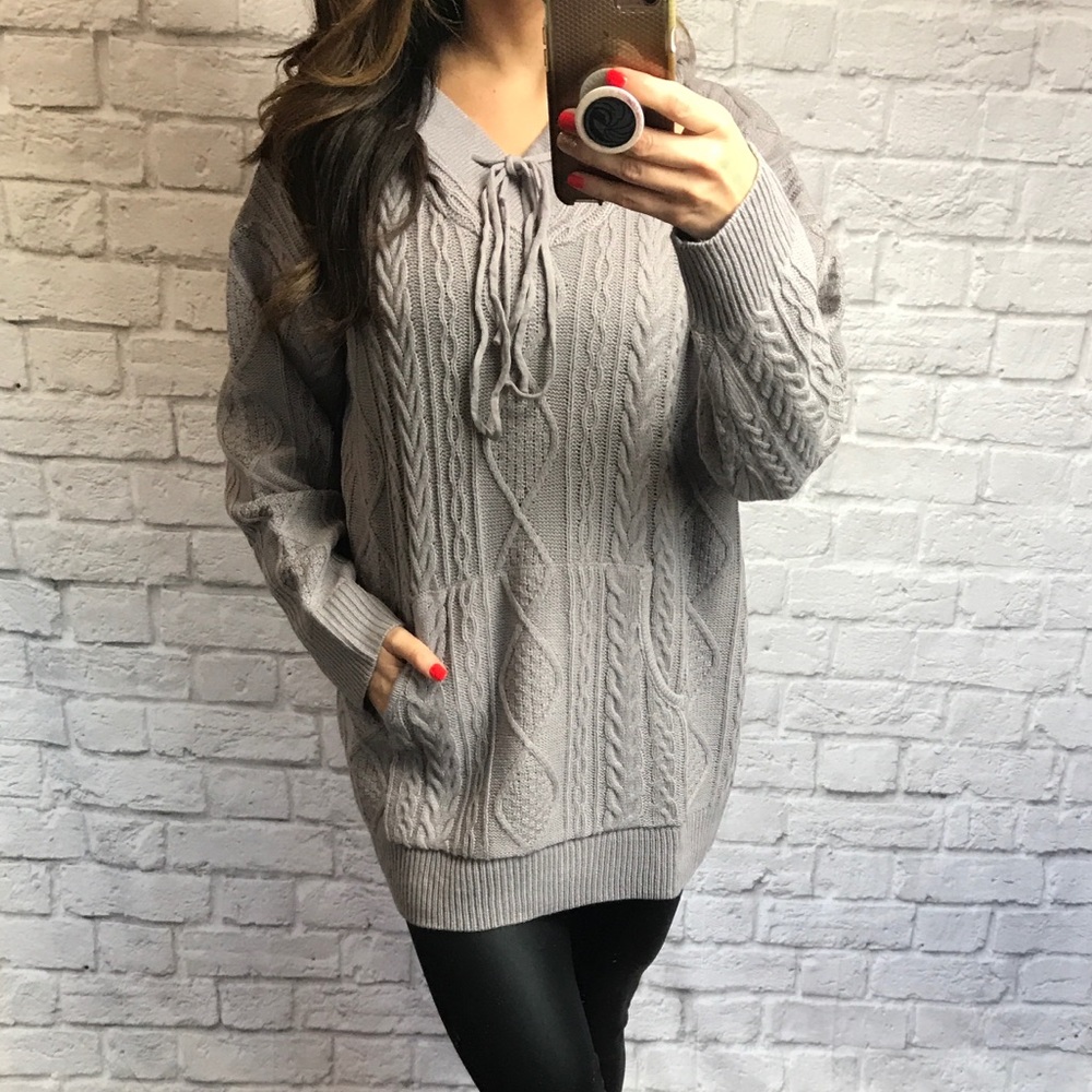 2 LEFT//Lilac Grey Cable Hoodie